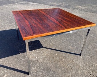 Vintage Scandinavian Rosewood and Chrome Cocktail Coffee Table by Haug Snekkeri Bruksbo Danish Modern Mid Century READ Description