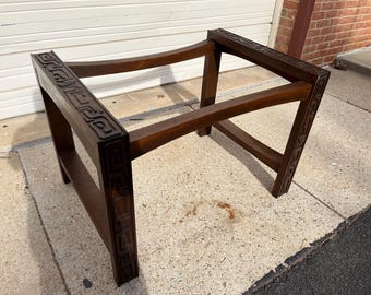 Vintage Tiki Style Brutalist Glass Top Dining Table by United Furniture  Mid Century Modern MCM READ Description