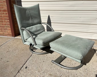Vintage Postmodern Lounge Chair and Ottoman by Rolf Benz Model 418 Torino for BMP READ Description