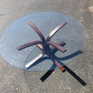 Vintage Ingmar Relling for Westnofa Bentwood and Glass Coffee Table Mid Century Modern Danish Scandinavian Siesta Chair