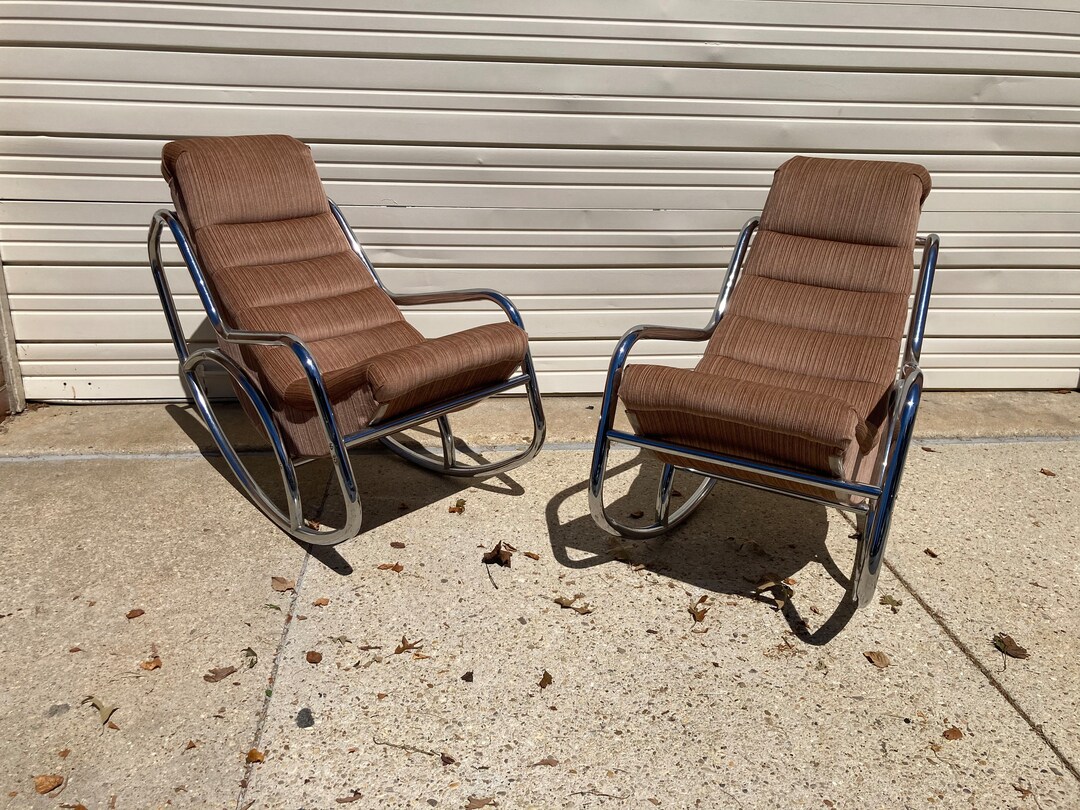 Vintage 80s Postmodern Chrome Rocking Chairs by Bioform - Etsy
