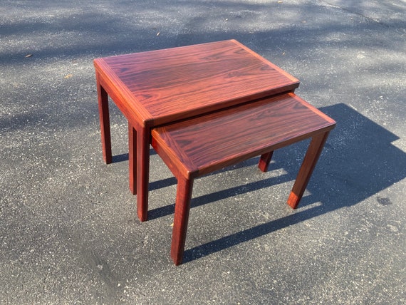 Vintage Danish Modern Rosewood Nesting Tables Accent Scandinavian Mid Century Etsy