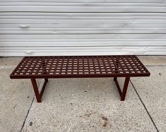 Vintage Peter Løvig Nielsen Teak Lattice Coffee Table Mid Century Modern Danish Scandinavian Style READ Description