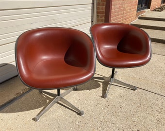 Pair Vintage Eames La Fonda Arm Chairs Model 1735 with Swivel Base by Herman Miller Mid Century Modern READ Description