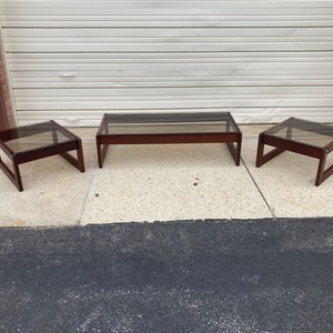 Vintage Percival Lafer Brazilian Modern Coffee and End Table Set in Rosewood MP-091