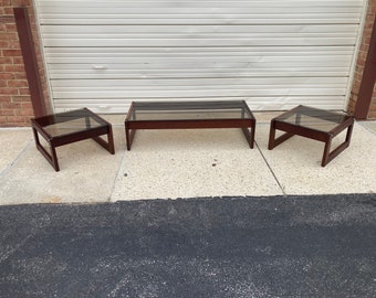 Vintage Percival Lafer Brazilian Modern Coffee and End Table Set in Rosewood MP-091