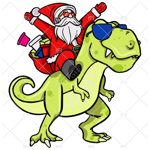 Christmas Santa Riding Dinosaur Trex SVG | Etsy