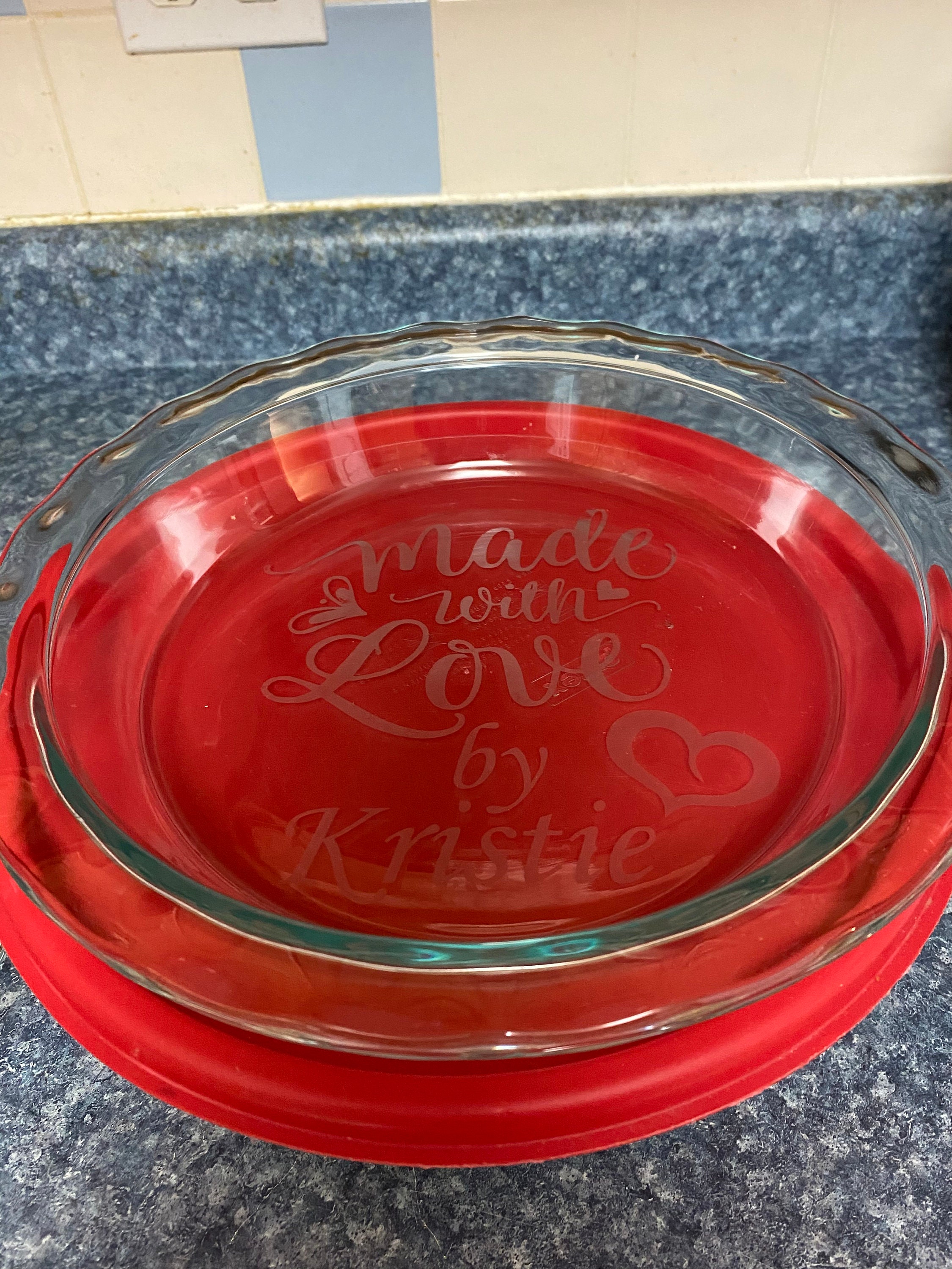 Etched Pyrex Pie Plate Etsy