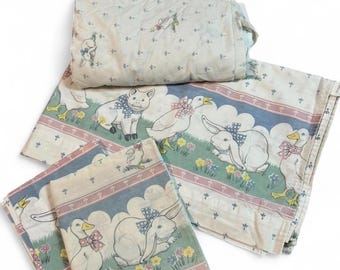 Vintage Fieldcrest Howard Kaplans Country Animals Size Full 4 Piece Sheet Set