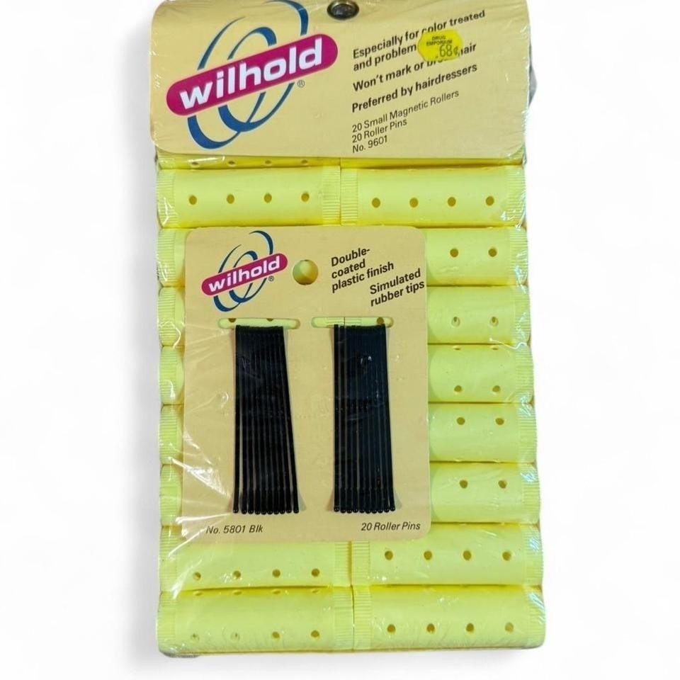 Vintage 1988 Solo Magnetic Hair Rollers Plastic NOS #22892 5 Pack Lot Yellow Annie Snap-On Magnetic Hair Rollers 3/4 Inch Medium, 12  main image 4