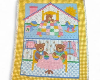 Trapunta vintage anni '90 per bambini con orsacchiotti, 34"x43,5"