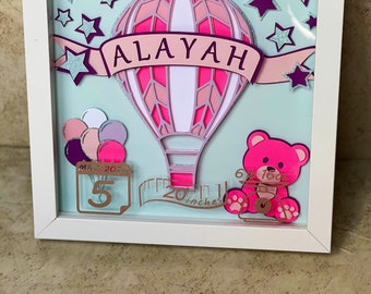 BIRTH STATS baby shadow box / Newborn Baby Gift / Birth Stats Sign / Birth Announcement / Custom Shadow Box / Baby Gift/ Nursery Wall Art