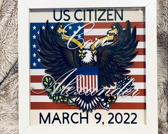 US NATURALIZATION gift/ new citizen/ US Citizenship / citizenship/ American citizenship/naturalization shadow box/ citizenship shadow box