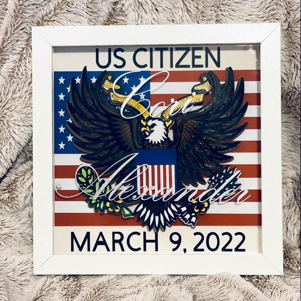 US NATURALIZATION gift/ new citizen/ US Citizenship / citizenship/ American citizenship/naturalization shadow box/ citizenship shadow box/