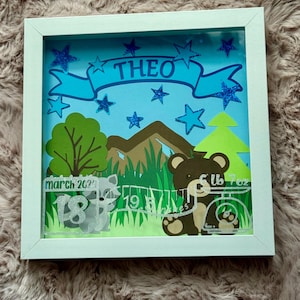 BIRTH STATS baby shadow box / Newborn Baby Gift / Birth Stats Sign / Birth Announcement / Custom Shadow Box / Baby Gift/ Nursery Wall Art