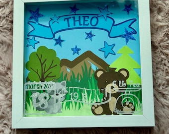 BIRTH STATS baby shadow box / Newborn Baby Gift / Birth Stats Sign / Birth Announcement / Custom Shadow Box / Baby Gift/ Nursery Wall Art