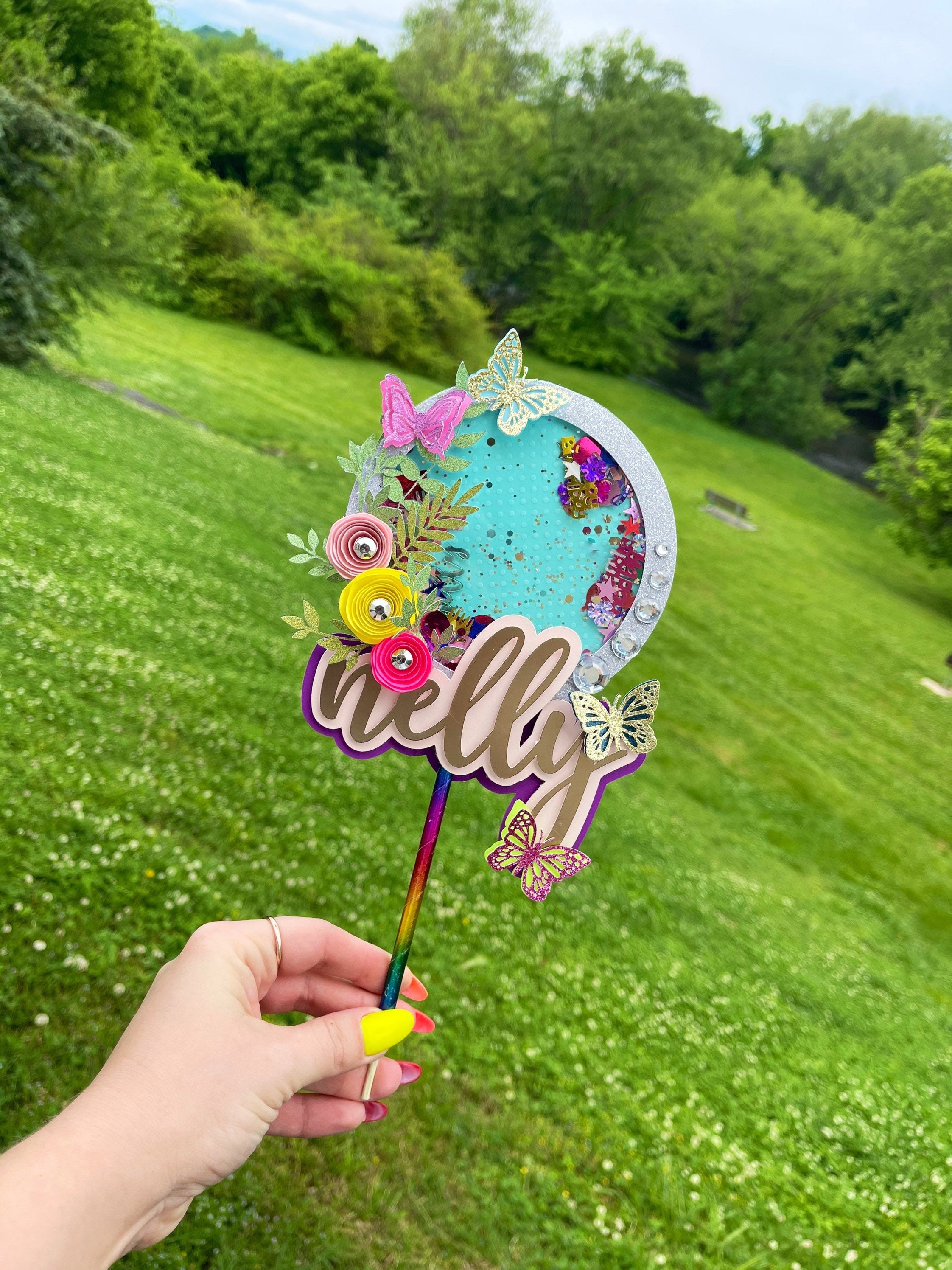 CAKE TOPPER SHAKER / birthday cake topper/ confetti/ name cake Etsy