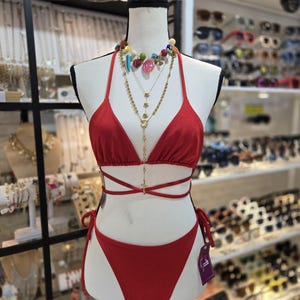 Red Swimsuit •  Mia Miami Bikini  •  top • thong bottom • sexy swimwear
