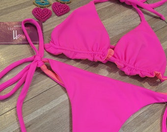 Swimsuit • Mia Miami Bikini Boutique • Swimwear • excellent design and quality •  top • bottom • neon pink • summer