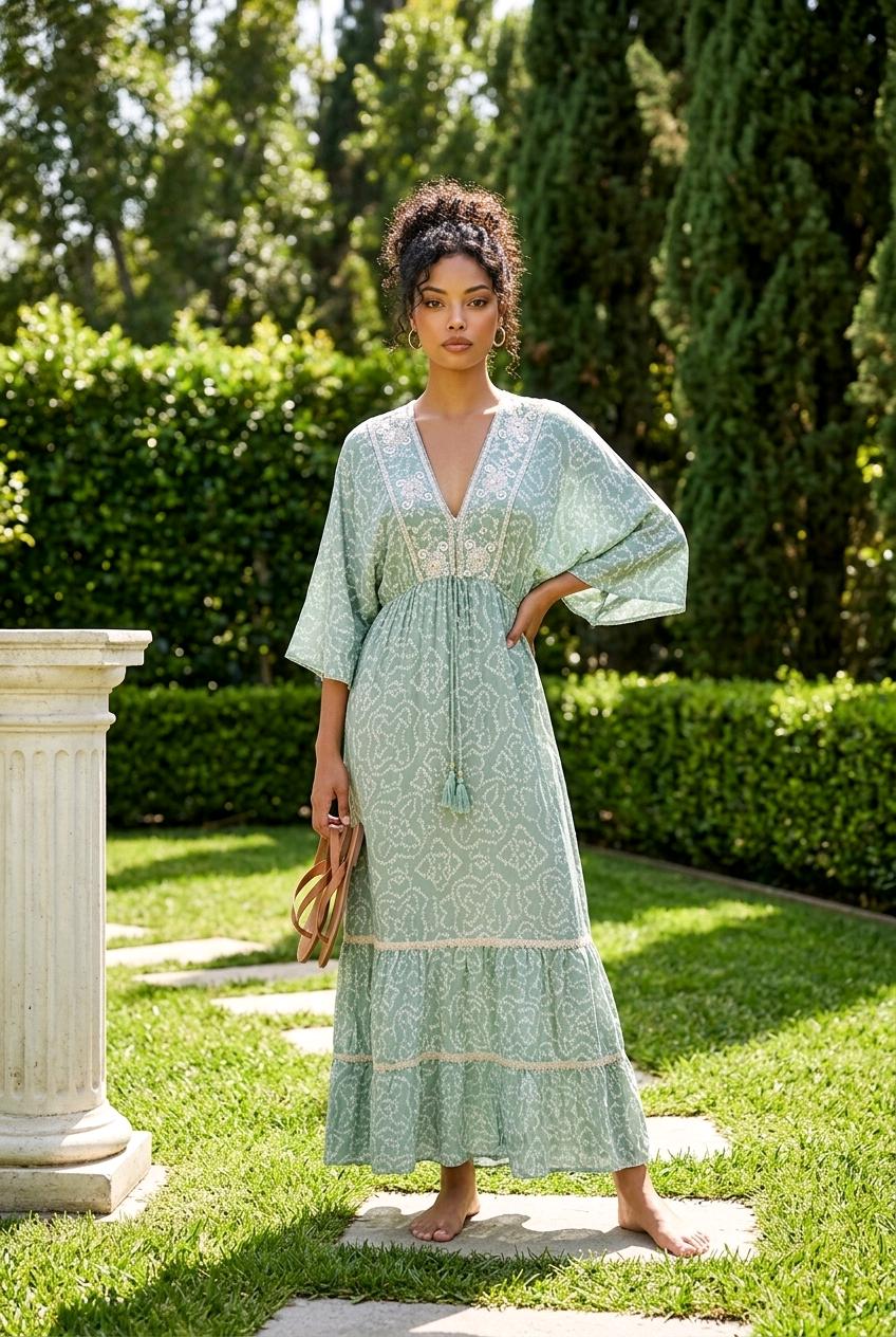 Handcratted  Zury Dress  Long Dress  ONE SIZE  Sleeved  Turquoise   Bohemian  Nude  Blue  Green - Etsy