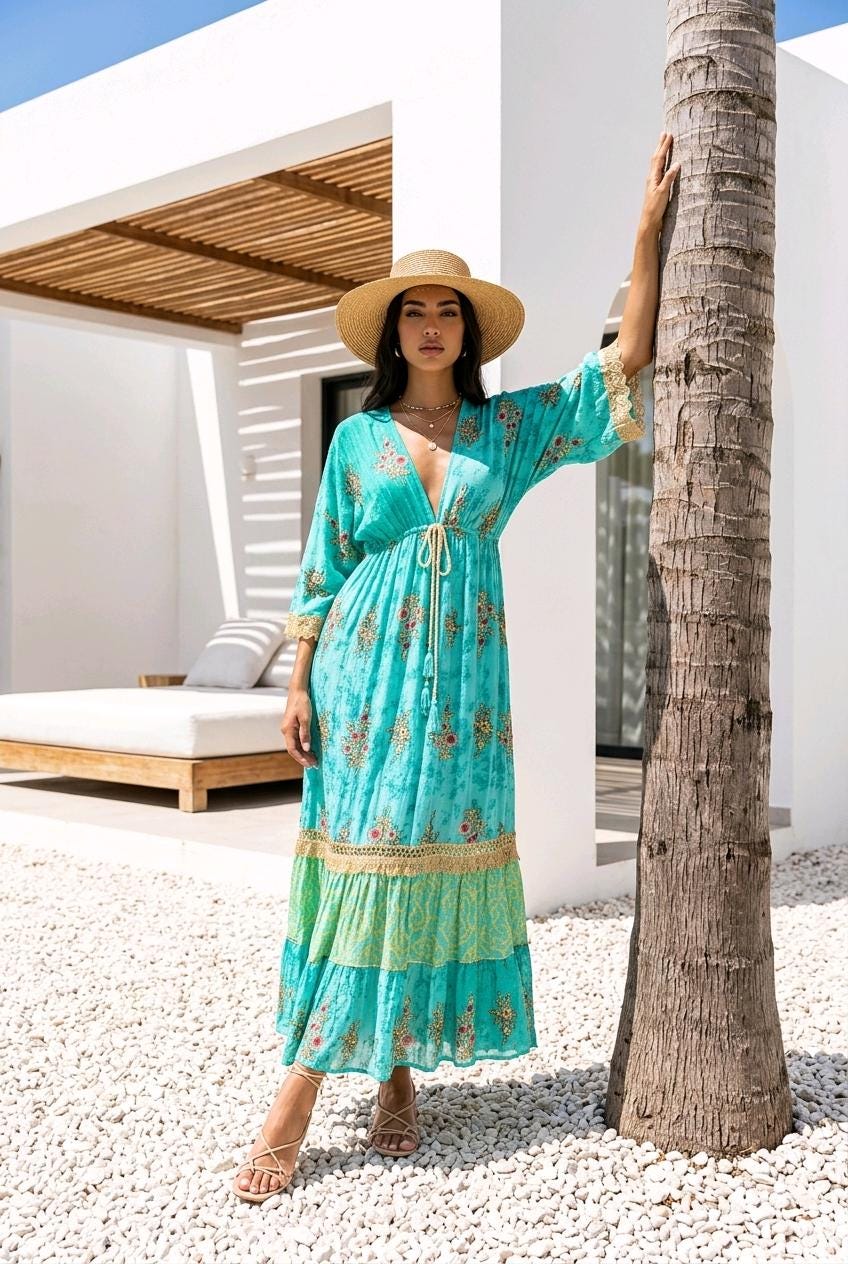 Handcratted • Zury Dress • Long Dress • ONE SIZE • Sleeved