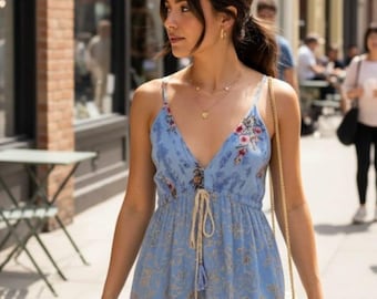 Bohemian Viscose Short Dress: Adjustable Tiered Sundress