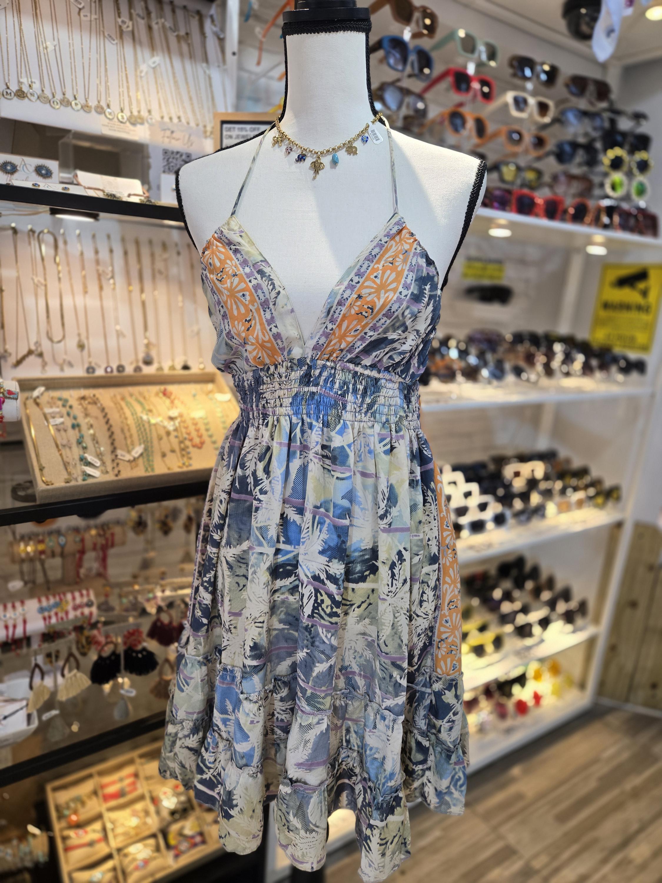zury silk dress Zury Silk Blend Bohemian Maxi Dress- Floral Print One Size Fits Most  Lightweight