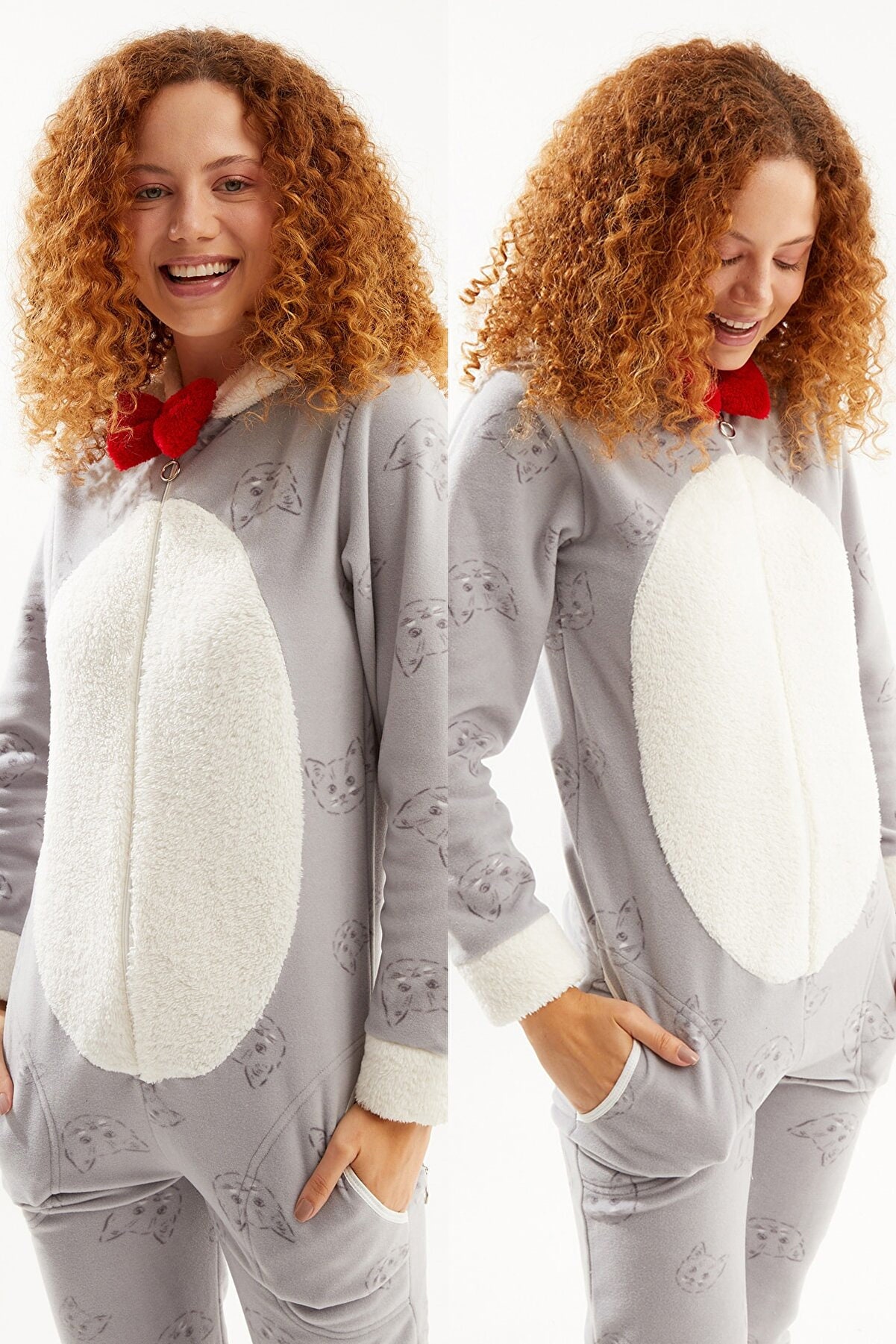 Women Cute Cat Pocket Sleeveless Jumpsuit main image 1