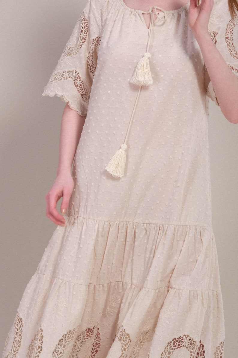 White Cocktail Dress Maxi Dress Midi Dress Cotton dress Bohemian Hippie Dress Boho Lace dress Boho Summer Dress