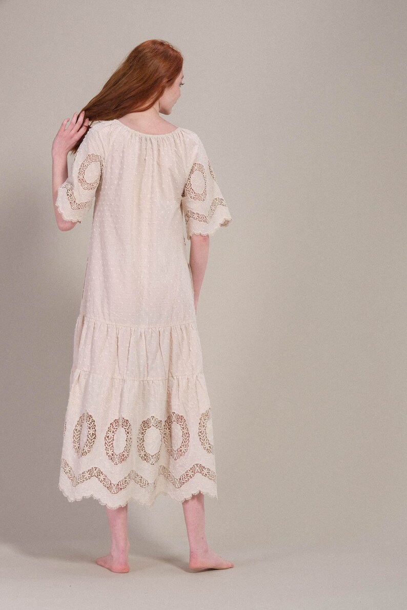 White Cocktail Dress Maxi Dress Midi Dress Cotton dress Bohemian Hippie Dress Boho Lace dress Boho Summer Dress