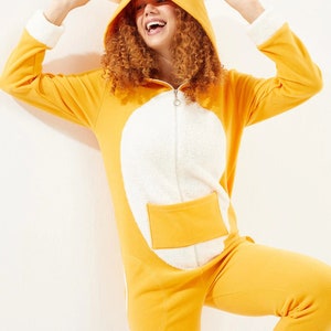 Cute Penguin Printed Women's Fleece Plush Fuzy Adult Butt Flap Onesies Pajamas Set, Adult Onesie Hoodie Jumpsuit Pajamas
