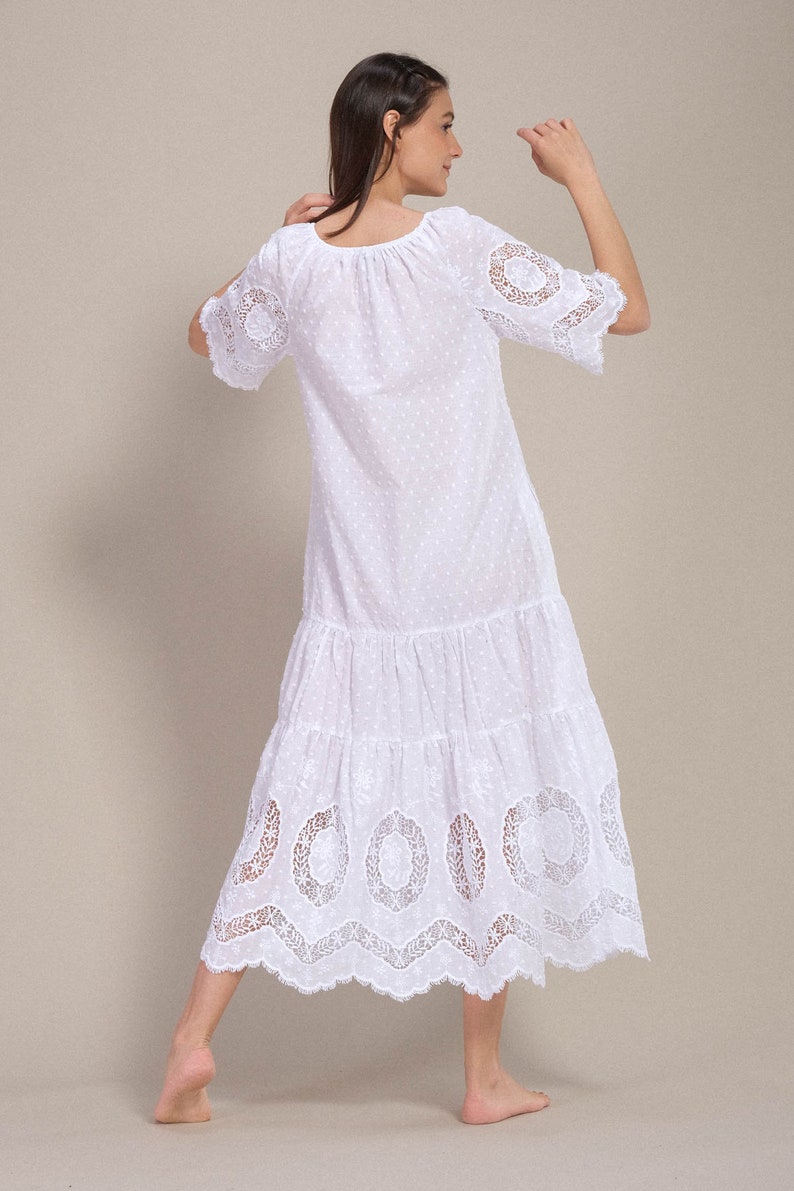 White Cocktail Dress Maxi Dress Midi Dress Cotton dress Bohemian Hippie Dress Boho Lace dress Boho Summer Dress