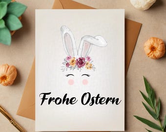 Happy Easter Card – Greeting Card with Bunny – Cute Folding Card A6 – Easter Greeting with Rabbit – Easter Gift – Card with Envelope