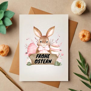 Biglietto di auguri di Pasqua – Biglietto pieghevole A6 con auguri di Pasqua – Biglietto di auguri con coniglietto o fiori – Auguri di Pasqua – Regalo di Pasqua – Biglietto con busta