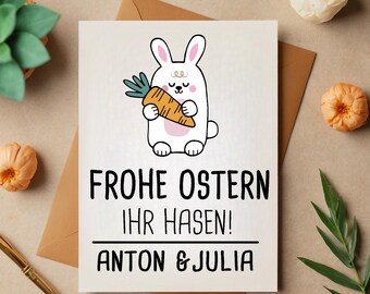 Personalized Easter Card | Happy Easter, you bunnies! | A6 Greeting Card, Folding Card, Easter Gift Card - Cute Rabbit