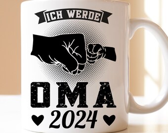 Tasse 'Befördert Zur Oma 2024' – Witziges Geschenk Für Werdende Großmütter, Spülmaschinenfest, In Schwarz-grün