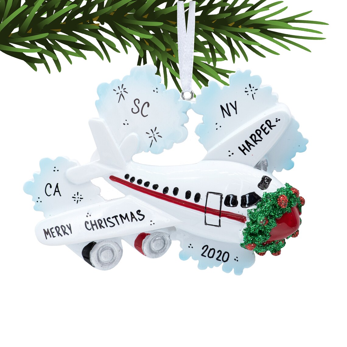 Personalized Airplane Ornament Airplane Christmas Ornament Etsy