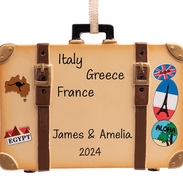 Personalized Travel Ornament, Travelers Suitcase Ornament, Paris - London Travel Christmas Ornament, World Trip Xmas Tree Gift for 2026