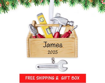 Tool Box Ornament, Personalized Tool Chest Christmas Ornament, Handyman, Tool Set, Carpenter, Fix It, Contractor Ornament, Husband Xmas GIFT