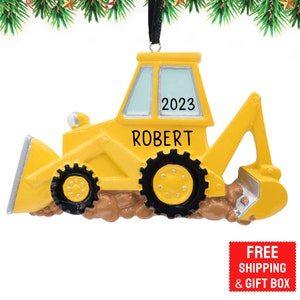 Excavator Ornament 2023, Back Hoe Ornament, Personalized Bulldozer Christmas Ornament, Construction Toy Ornament Gifts for Kids