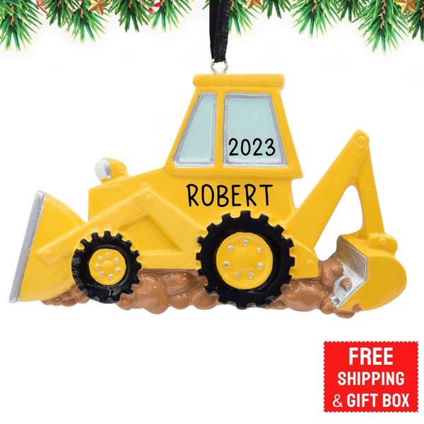 Excavator Ornament 2023, Back Hoe Ornament, Personalized Bulldozer Christmas Ornament, Construction Toy Ornament Gifts for Kids