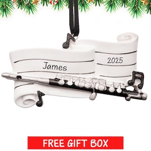 Flute Christmas Ornament 2026, Personalized Flute Player Ornament, Musical Instruments in Band - Music Teacher - Student Custom Gift