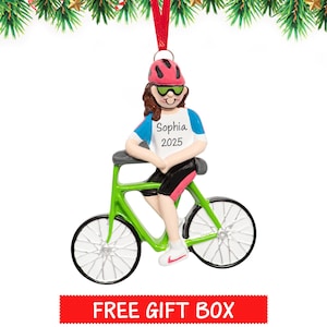 Biker Girl Personalized Christmas Ornament 2026, Cyclist, Bicycle Mountain Bike Rider for Xmas Tree, Cycle Riding Biking Gift, Custom Name