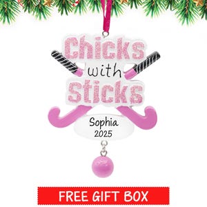 Field Hockey Ornament, Personalized Field Hockey Christmas Ornament, Girls Sports Ornament Chicks with Sticks, Xmas Tree Gift for 2025