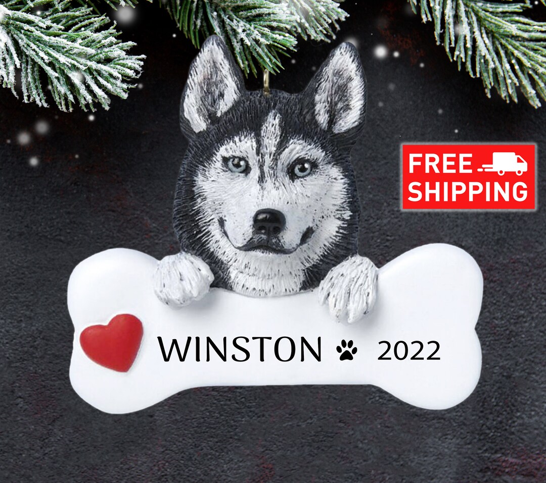 Personalized Siberian Husky Ornament, Dog Christmas Ornament With