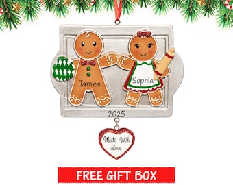 Made with Love Family of 2 Personalized Christmas Ornament Custom Romantic Gingerbread Couple Xmas Tree Decoration Customized Gift 2026