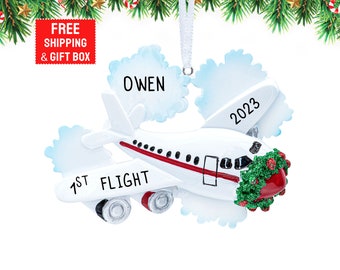 Personalized Airplane Ornament, Airplane Christmas Ornament, Plane Ornament, Plane Christmas Ornament, Attendant / Pilot Tree Gift for 2023