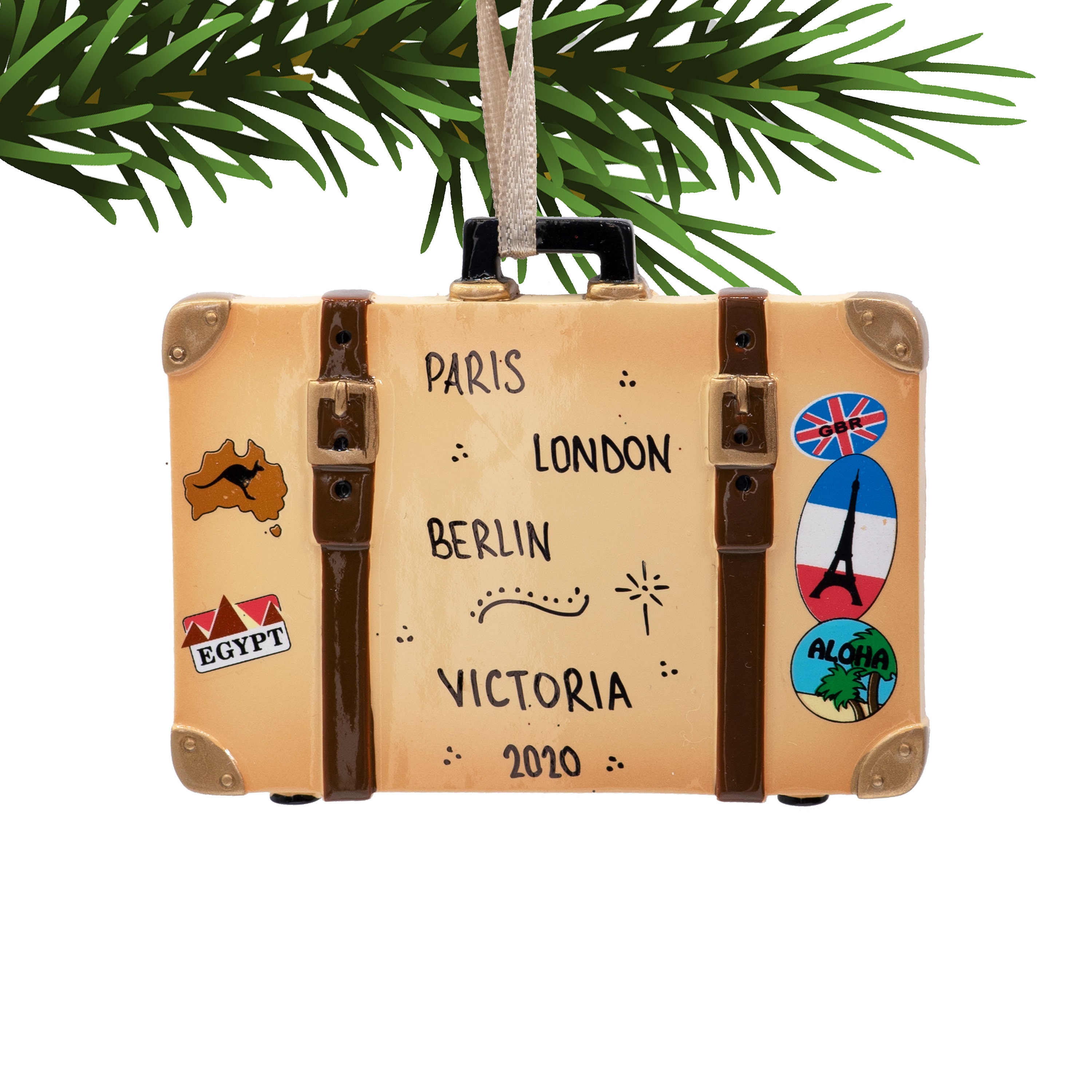 Personalized Travel Ornament Travelers Suitcase Ornament Etsy