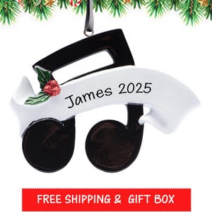 Music Note Ornament, Personalize Music Note Christmas Ornament, Music Teacher - Musician - Music Note Ornament with Name Xmas Gift 2025