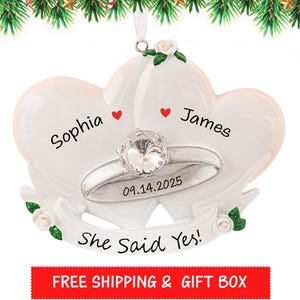Engagement Ornament 2025, Newly Engaged Christmas Ornament, She Said Yes! Ornament, Engaged Couple, Finally Engaged, Custom Ring Ornament